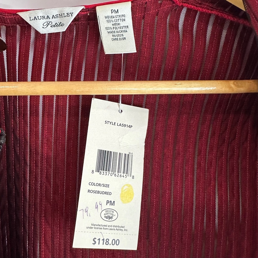 Vintage Laura Ashley Red Applique Ribbon Mesh Jacket Petite Medium Avant Garde - Picture 17 of 17